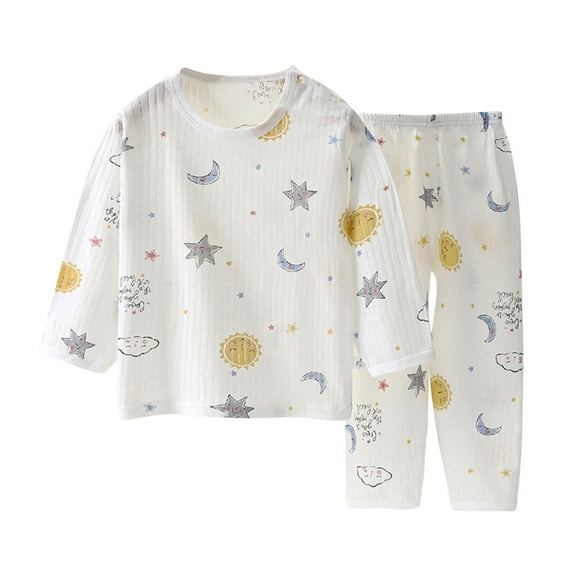 Utoimkio Toddler Baby Boy Girl Summer Pajama Set Comfort Breathable Floral Print Long Sleeve T-Shirt Tops+Pants 2Pcs Baby Summer Pajamas Clothes