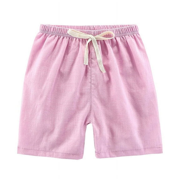 Utoimkio Toddler Boys Girls Shorts Cotton Linen Summer Casual Shorts Kids Solid Short Pants for Boys Girls 2-8 Years