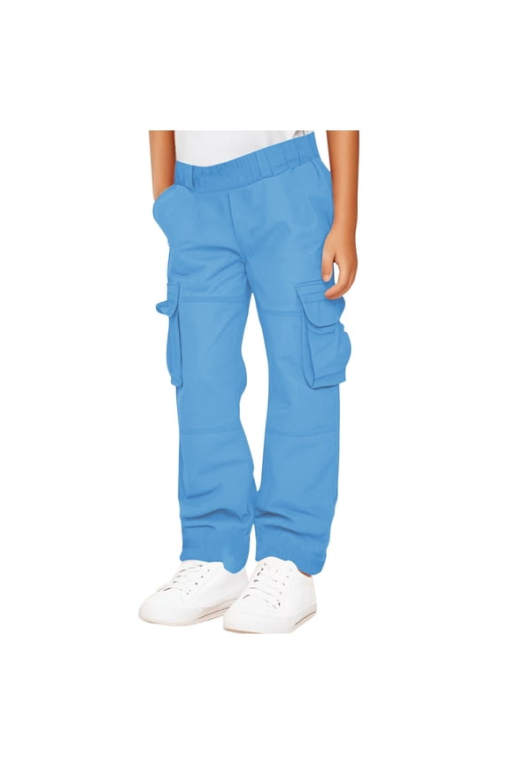 Toddler Boys Pull On Cargo Pants Casual Loose Straight Leg Lounge Pants Size 5-15T