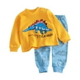 thumbnail image 1 of Utoimkio Toddler Baby Boy Girl Fall Outfits Dinosaur Print Long Sleeve Sweatshirt & Jogger Pants Set 2Pcs Fall Winter Clothes, 1 of 3