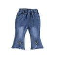 thumbnail image 1 of Utoimkio Toddler Girls Flared Denim Pants Elastic Waisted Jeans Size 1-6T, 1 of 5