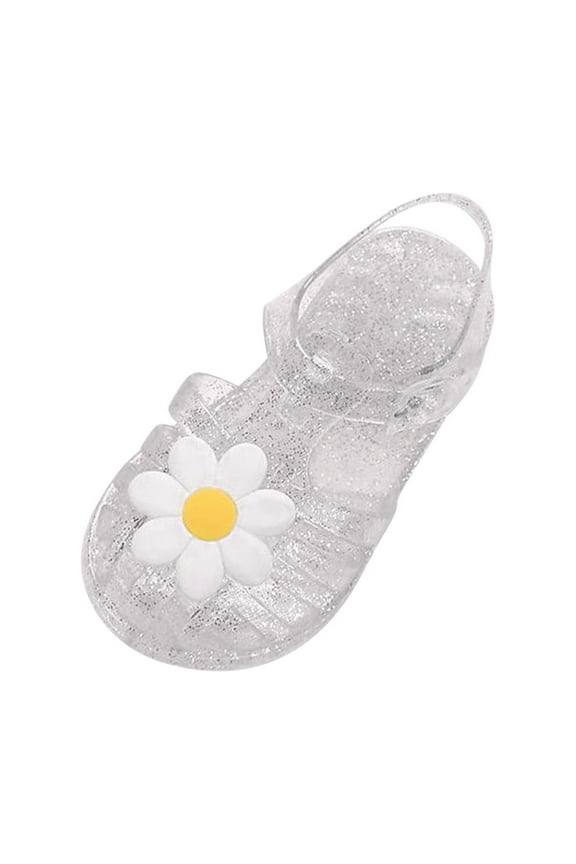 Toddler Girls Jelly Sandals Soft Rubber Sole Closed Toe Beach Summer Shoes Kid Princess Flat Shoes