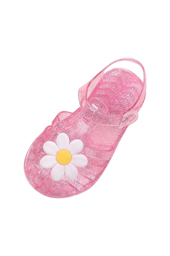 Toddler Girls Jelly Sandals Soft Rubber Sole Closed Toe Beach Summer Shoes Kid Princess Flat Shoes