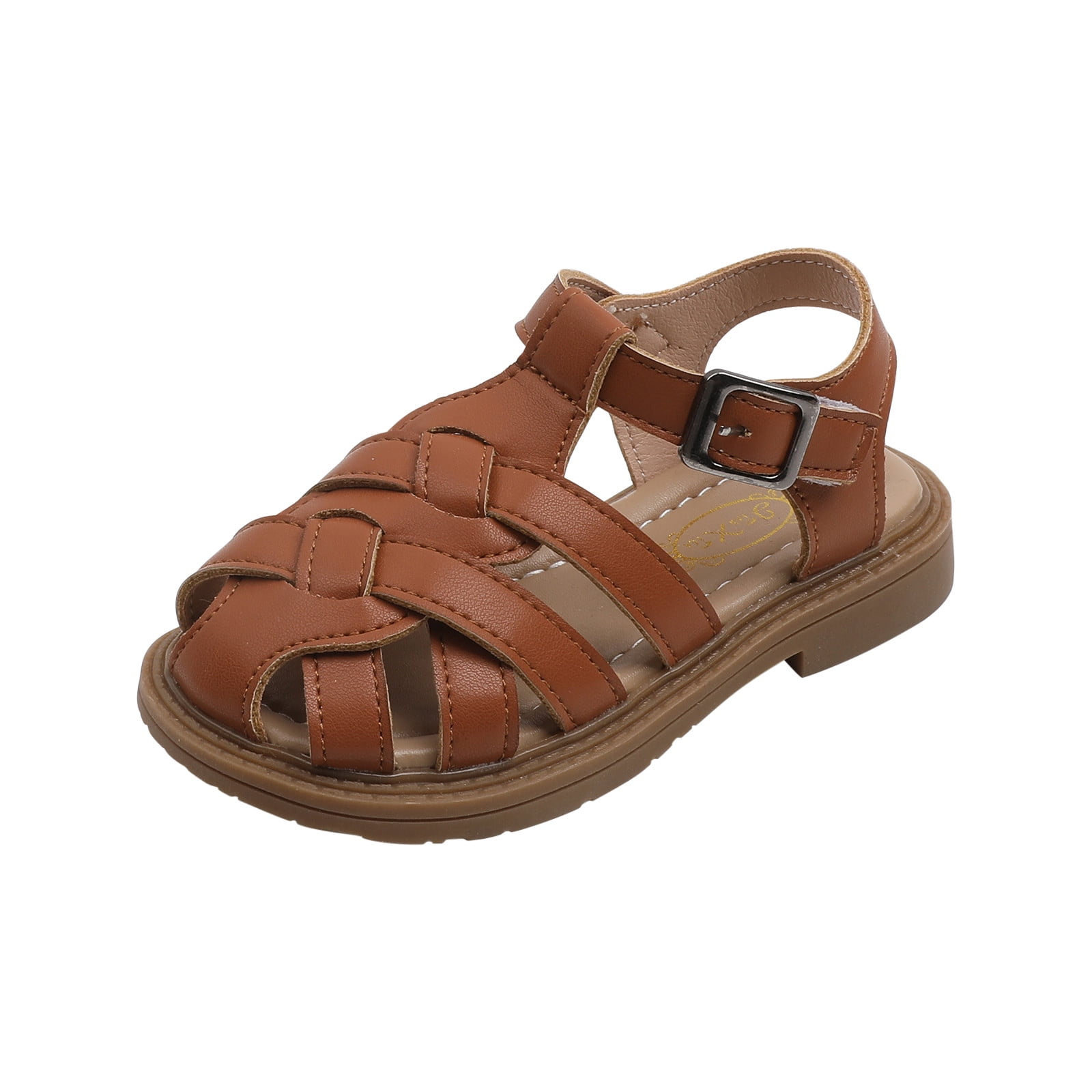 Utoimkio Toddler Girls Sandals Size 9 Baby Girls Boys Children's Beach Shoes Soft Sole Toe Crash Sandals Roman Sandals