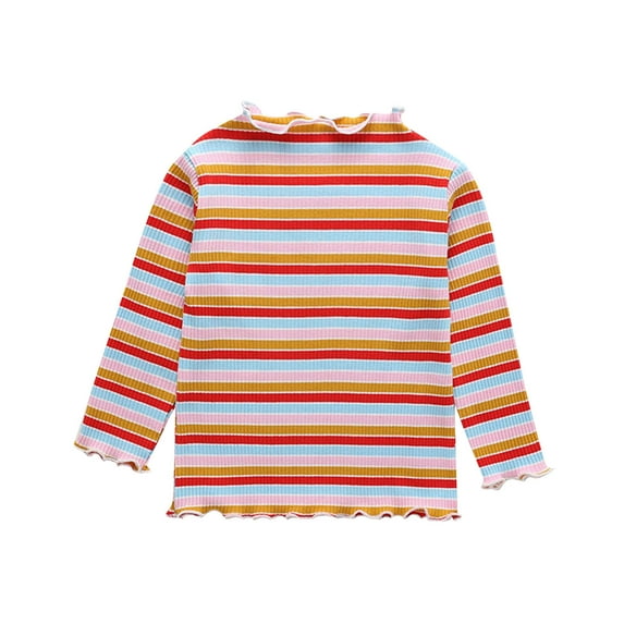 Utoimkio Toddler Girls Striped Cotton Basic T-Shirt Long Sleeve Pullover Sweatshirts Toddler Baby Crewneck Long Sleeve Shirts Tops for Kids