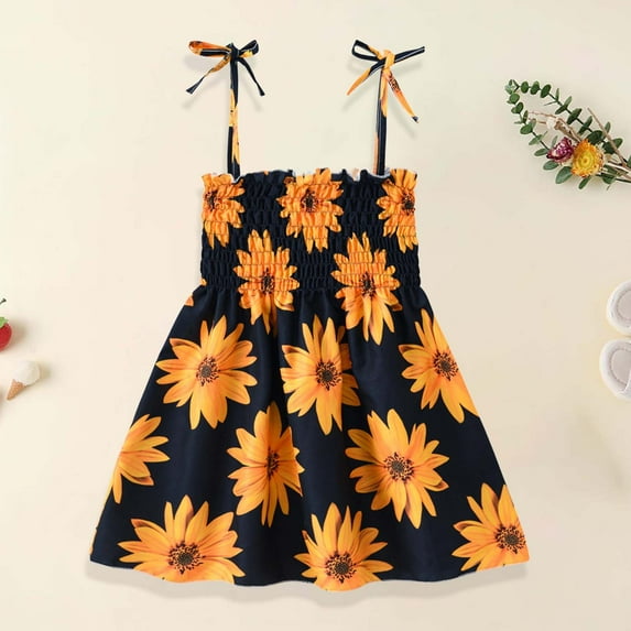 Utoimkio Toddler Kid Baby Girls Summer Dress Clothes Floral Ruffle Strap Dress Backless Princess Sundress Playwear Outfits for Girls 1-6 Years