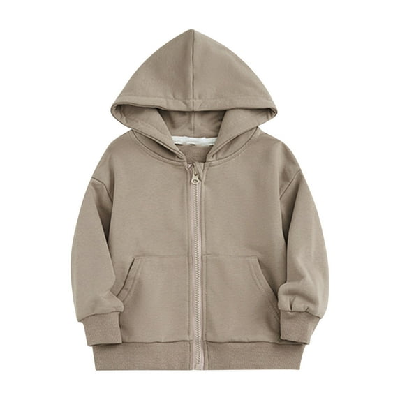 Utoimkio Toddler Kid Boy Girls Full Zipper Hooded Sweatshirts Solid Color Long Sleeve Jackets Fall Winter Blouses for Kids 2-10 Years