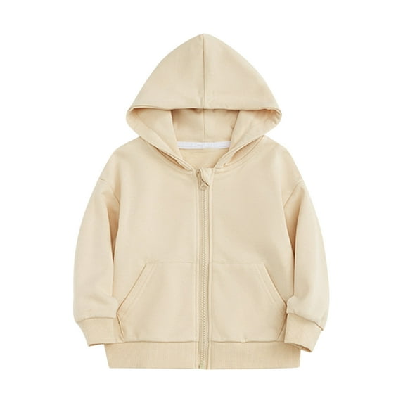Utoimkio Toddler Kid Boy Girls Full Zipper Hooded Sweatshirts Solid Color Long Sleeve Jackets Fall Winter Blouses for Kids 2-10 Years