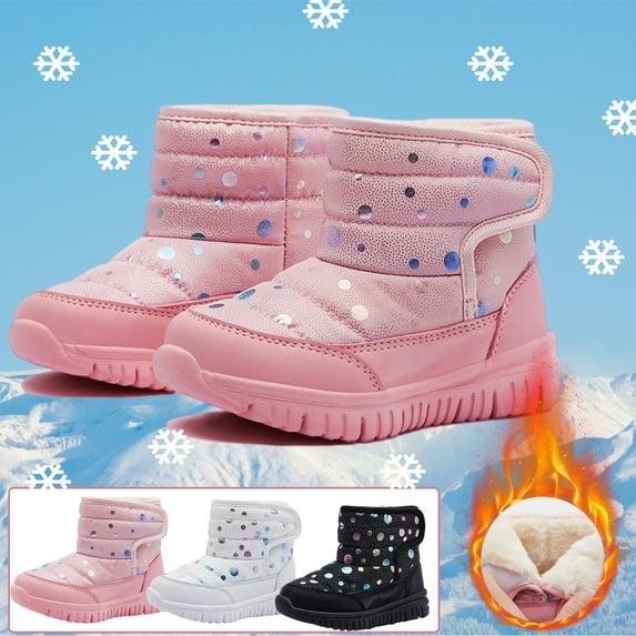 Utoimkio Toddler Little Kids Winter Snow Ankle Boots Non Slip Cotton Snow Boots for Boys Girls Kids Outdoor Winter Walking Shoes Infant Hiking Snow Boots