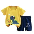 thumbnail image 1 of Utoimkio Toddler Unisex Summer Clothes Casual Print Short Sleeve T-Shirt Tops and Shorts Set Kids Summer Outfits, 1 of 3