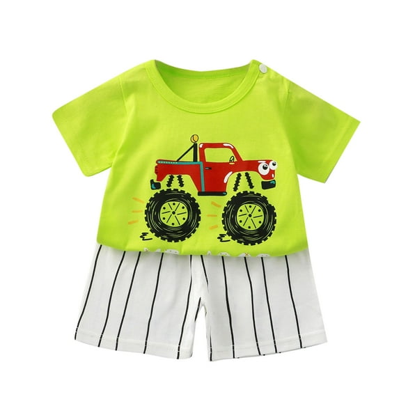 Utoimkio Toddler Unisex Summer Clothes Casual Print Short Sleeve T-Shirt Tops and Shorts Set Kids Summer Outfits