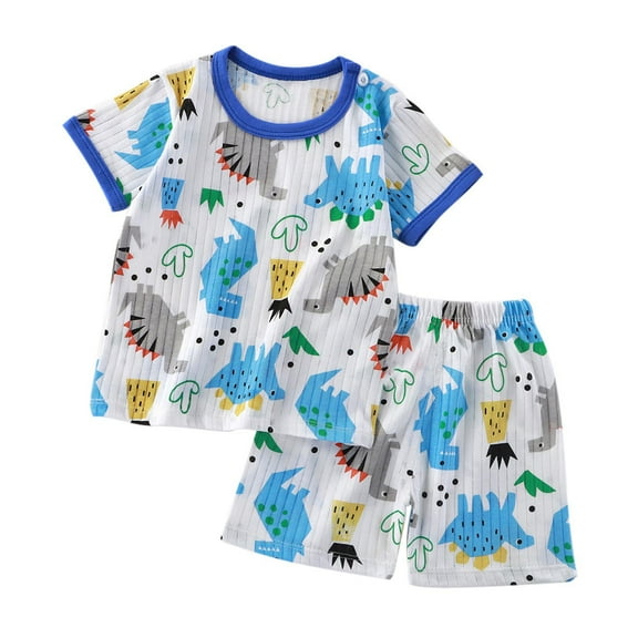 Utoimkio Toddler Unisex Summer Lounge Clothes Casual Print Short Sleeve Tops and Shorts Set Kids Summer Outfits