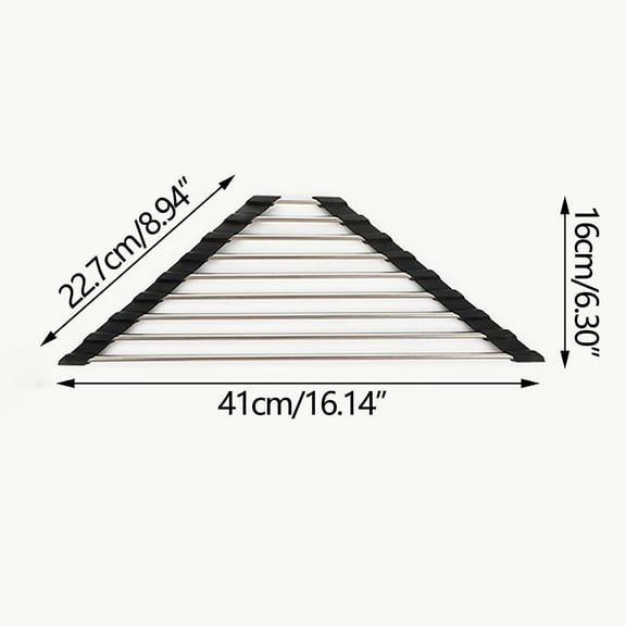 Utoimkio Triangle Dish Drying Rack for Sink Corner Roll Up Dish Drying Rack Folding Stainless Steel Multipurpose Over The Sink Corner Dish Drainer Mat for Kitchen