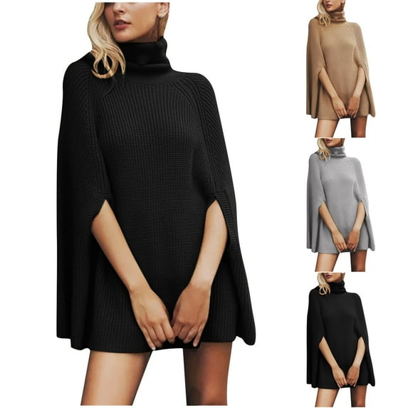 Utoimkio Turtleneck Pullover Sweaters for Women Long Sleeve Loose Fit Knit Sweaters Winter Solid Outwear Jumper Tops