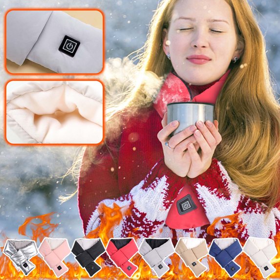 Utoimkio USB Heated Scarf Rechargeable Neck Heating Pad Warmer Winter Three Temp Settings Heated Scarf for Women Men(Without Power Bank)