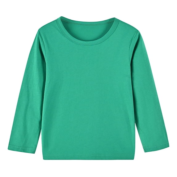 Utoimkio Toddler Little Boy Girls Basic Crewneck T-Shirt Solid Color Long Sleeve Fall Pullover Sweatshirts Unisex Fall Shirts Tops for Kids 1-13 Years