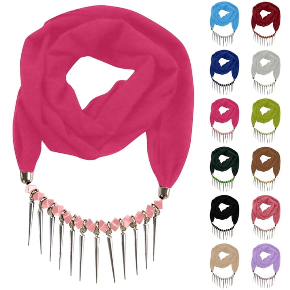 Utoimkio Vintage Ethnic Style Women's Scarf Crystal Bead Pendant Necklace Scarf Jewelry Accessory Soft Infinity Scarves for Women