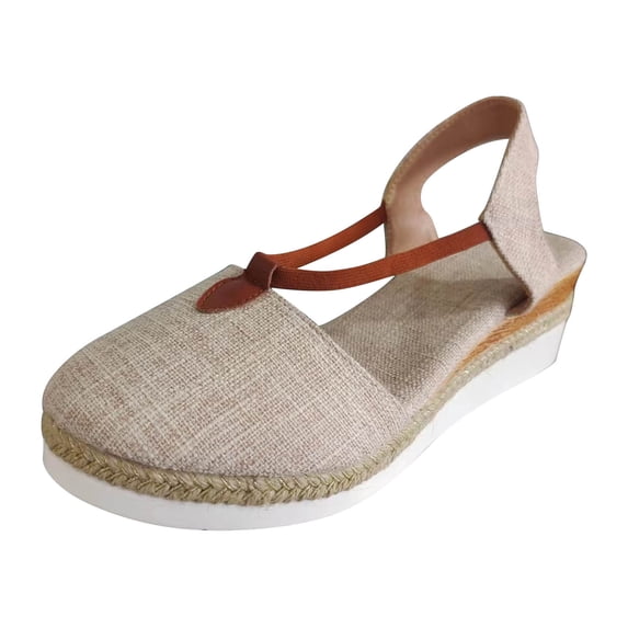 Utoimkio Wedge Sandals for Women Dressy Summer Ladies Shoes Platform Wedge Heel Closed Toe Sandals Casual Women's Sandals