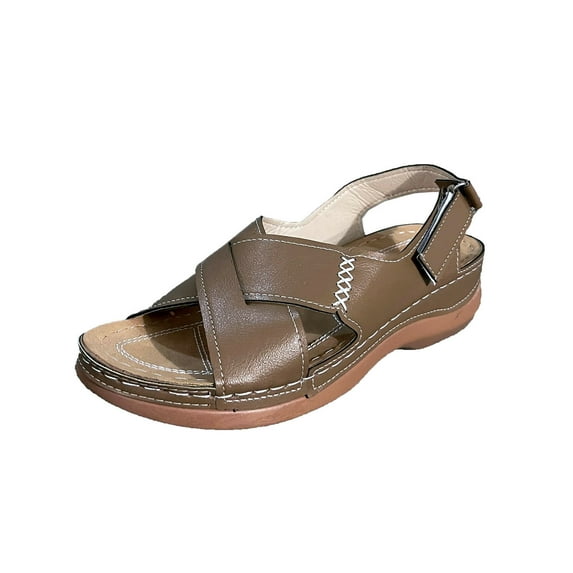 Utoimkio Wedge Sandals for Women Dressy Women's Summer Plus-size Wide Strip Back Empty Paste Wedge Sandals