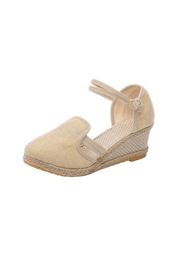 Wedge Sandals for Women Dressy Womens Closed Toe Wedges Shoes Platform Slingback Mid Low Heel Canvas Dress Sandals