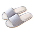 thumbnail image 1 of Utoimkio Wedge Sandals for Women Wide Width Couple Casual Linen Open Toe Stripe Comfy Casual Flops Home Shoes, 1 of 3