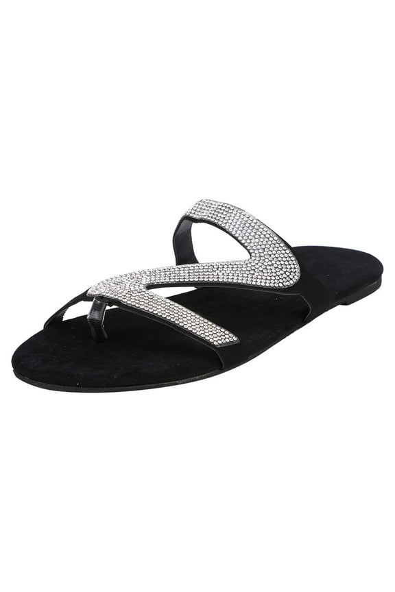 Wedge Sandals for Women Wide Width Women's Casual Solid Crystal Roman Plus-size Flat Slippers Sandals Shoes