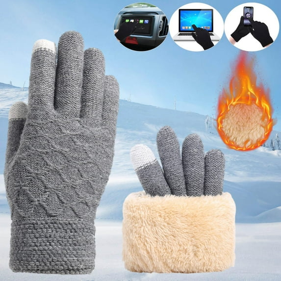 Utoimkio Winter Knit Gloves for Men Women Touch Screen Gloves Winter Thicken Warm Gloves for Cold Weather