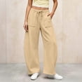 thumbnail image 1 of Utoimkio Women's Barrel Sweatpants Drawstring Elastic High Waist Patch Pocket Oversized Loose Trousers with Side Pockets for Daily Lounging, 1 of 8