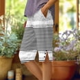 thumbnail image 1 of Utoimkio Women's Boho Striped Bermuda Shorts,Casual Print with Side Slit & Button Detail, 1 of 5
