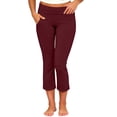 thumbnail image 1 of Utoimkio Women's Capri Flare Yoga Pants Fold Over High Waist Stretchy Cropped Bootcut Trousers with Side Pockets for Workout Lounging, 1 of 9