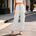 thumbnail image 1 of Utoimkio Women's Cargo Jogger Pants Elastic Drawstring Waist Multi Flap Side Pockets Adjustable Cuffed Ankle Outdoor Casual Bottoms, 1 of 5