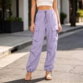 thumbnail image 1 of Utoimkio Women's Cargo Jogger Pants Elastic Drawstring Waist Multi Flap Side Pockets Adjustable Cuffed Ankle Outdoor Casual Bottoms, 1 of 5