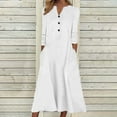 thumbnail image 1 of Utoimkio Women's Casual Long Sleeve Maxi Dress Casual Loose V Neck Button Down Long Dresses for Women with Pockets, 1 of 5