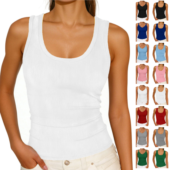 Utoimkio Women’s Casual Sleeveless Tank Tops Summer Slim Fit Cami T Shirts Loungewear for Daily Wear Size S-XXL