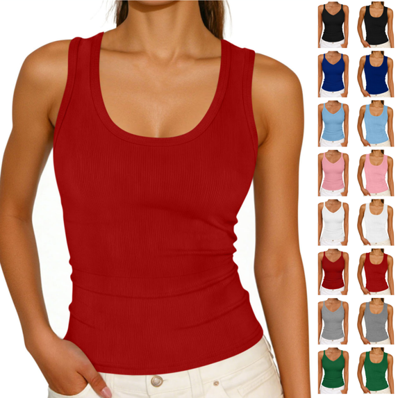 Utoimkio Women’s Casual Sleeveless Tank Tops Summer Slim Fit Cami T Shirts Loungewear for Daily Wear Size S-XXL