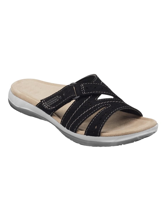 Women's Comfort Leather Slides Lightweight Flat Sandals Cute Slip On Casual Walking Slippers