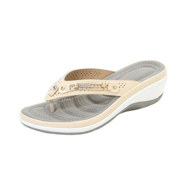 Utoimkio Women's Comfortable Flip Flops for Women Summer Casual Wedge Sandals for Women with Arch Support Summer Casual Walking Shoes