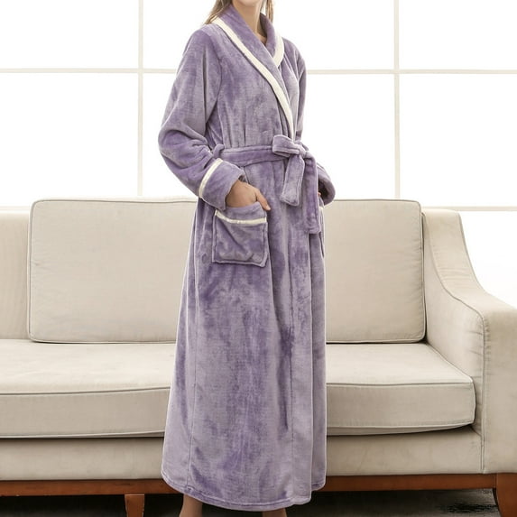 Utoimkio Women's Cotton Robe Plus Size Bathrobe Lightweight Spa Soft Sleepwear Full Length Loungewear House Robes with Pockets
