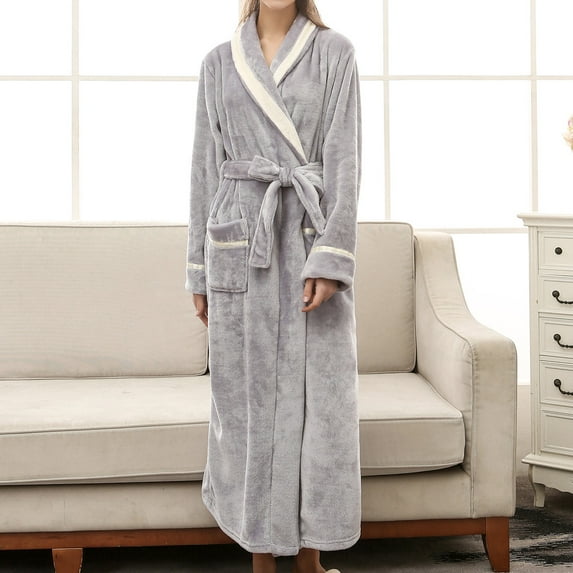 Utoimkio Women's Cotton Robe Plus Size Bathrobe Lightweight Spa Soft Sleepwear Full Length Loungewear House Robes with Pockets