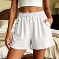 thumbnail image 1 of Utoimkio Women's Crinkle Gauze Shorts,Elastic High Waist with Button Detail Pockets, 1 of 7