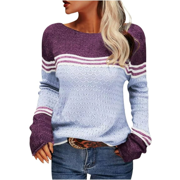 Utoimkio Women's Fall Sweater Long Sleeve Crew Neck Knit Pullover Tops Dressy Blouse 2025 Casual Winter Outfits