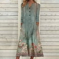 thumbnail image 1 of Utoimkio Women's Floral Print Long Sleeve Maxi Dress Casual Loose V Neck Button Down Long Dresses for Women with Pockets, 1 of 5