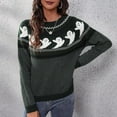 thumbnail image 1 of Utoimkio Women's Halloween Knit Sweaters Cute Ghost Print Long Sleeve Crewneck Pullover Sweaters Tops Fall Winter Casual Slim Fit Streetwear, 1 of 4