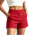 thumbnail image 1 of Utoimkio Women's High Waist Solid Casual Dressy Shorts,Hidden Front Fly Side Pocket Office Short Bottoms for Daily Business Wear, 1 of 7