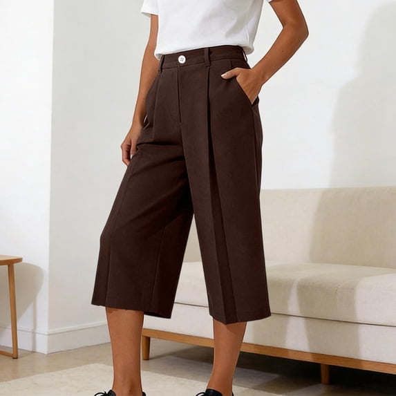 Utoimkio Women's High Waisted Culottes,Tailored Design with Cropped Length