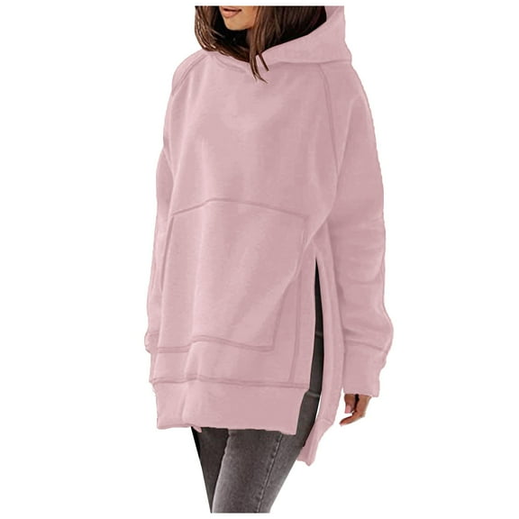 Utoimkio Women's Hoodies Oversized Sweatshirts Pullover Fleece Sweaters Long Sleeve Solid Color Pullover Tops Winter Fall Outfits