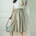 thumbnail image 1 of Utoimkio Women's Light Blue Culotte Shorts,High Waisted Cropped Wide Leg Trousers with Ruffled Waist and Buttons, 1 of 6