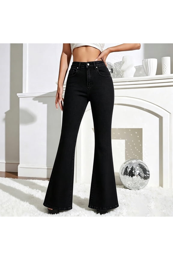 Women's Light Wash High Waist Flare Jeans,Vintage Bell Bottom Denim Pants