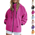 thumbnail image 1 of Utoimkio Women's Lightweight Outdoor Hooded Rain Jacket,Full Zip Long Sleeve Windproof Coat with Pockets Spring Fall Outerwear Size S-XXL, 1 of 6