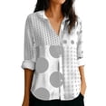 thumbnail image 1 of Utoimkio Women's Long Sleeve Button Down Shirts Casual Striped Dress Shirt Collared Office Work Blouse Tops Size S-XXL, 1 of 5